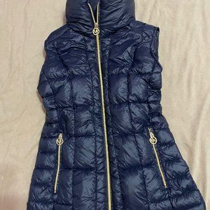 navy puffer vest w/ gold detail mock neck NEVER WORN - MICHAEL KORS
